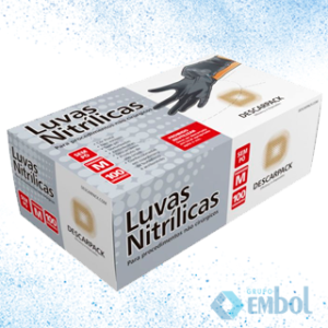 LUVA NITRÍLICA PRETA MÉDIA DESCARPACK C/100