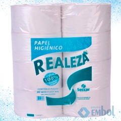 PAPEL HIGIÊNICO 10CM 300MTS 100% CELULOSE REALEZA (SECCAR) C/8 ROLOS