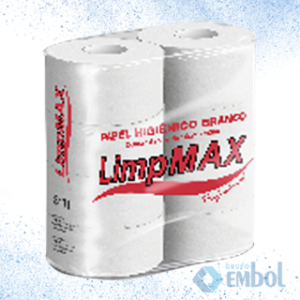 ROLÃO PAPEL HIGIÊNICO LIMPMAX 300M F.SIMPLES BRANCO C/8 ROLOS