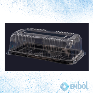 EMBALAGEM PET SANPACK S65 TORTA/BOLO RETANGULAR PEQUENA PRETA C/50