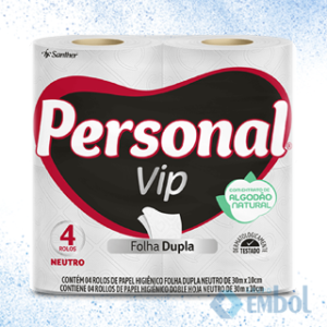 PAPEL HIGIÊNICO PERSONAL VIP FOLHA DUPLA 30MT C/4