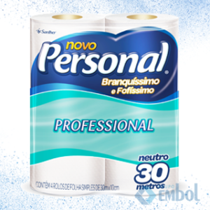 PAPEL HIGIÊNICO PERSONAL PROFESSIONAL FOLHA SIMPLES 30MT C/4