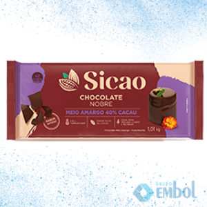 CHOCOLATE SICAO NOBRE MEIO AMARGO 40% CACAU 1,01KG