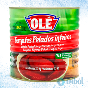 TOMATE PELADO OLÉ INTEIROS 1,5KG/2,5KG