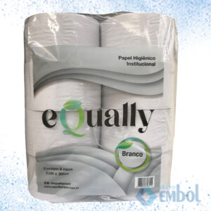 PAPEL HIGIÊNICO ROLÃO BRANCO FLEX EQUALLY 300M C/8