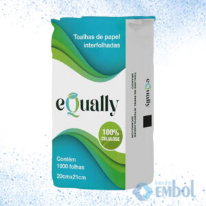 PAPEL TOALHA INTERFOLHADO 100% CELULOSE 20CM X 21CM EQUALLY C/1000