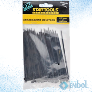 ABRAÇADEIRA DE NYLON STARTOOLS 2,5MM X 100MM PRETA C/100 ( LACRE / ENFORCA GATO/ PRESILHA )