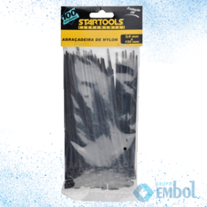 ABRAÇADEIRA DE NYLON STARTOOLS 3,6MM X 150MM PRETA C/100 ( LACRE / ENFORCA GATO/ PRESILHA )