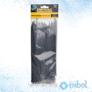 ABRAÇADEIRA DE NYLON STARTOOLS 3,6MM X 200MM PRETA C/100 ( LACRE / ENFORCA GATO/ PRESILHA )