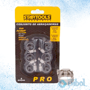 ABRAÇADEIRA DE AÇO INOX PARA MANGUEIRA STARTOOLS COM PARAFUSO C/6