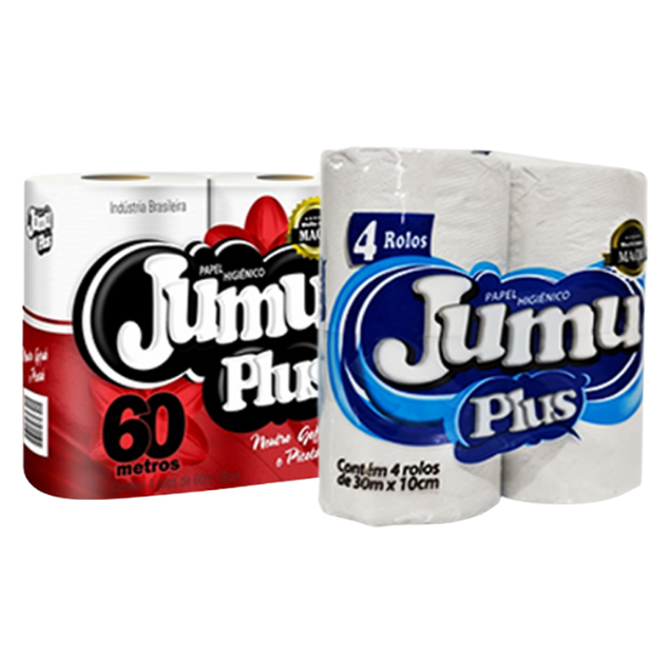 PAPEL HIGIÊNICO JUMU PLUS 30 METROS PACOTE COM 4 UNIDADES