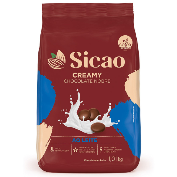 CHOCOLATE SICAO NOBRE GOTAS AO LEITE CREAMY 1,01KG