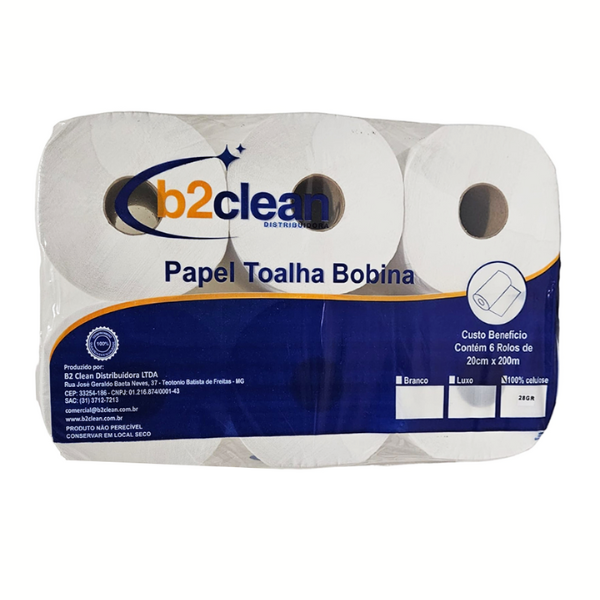 TOALHA PAPEL ROLO B2CLEAN 28GR 20X200M COM 6