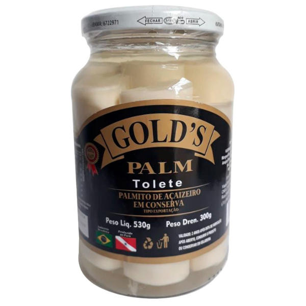 PALMITO TOLETE VIDRO EM CONSERVA GOLD`S  300G/530G