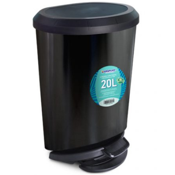 LIXEIRA PLÁSTICA ARQPLAST PEDAL 20L PRETA