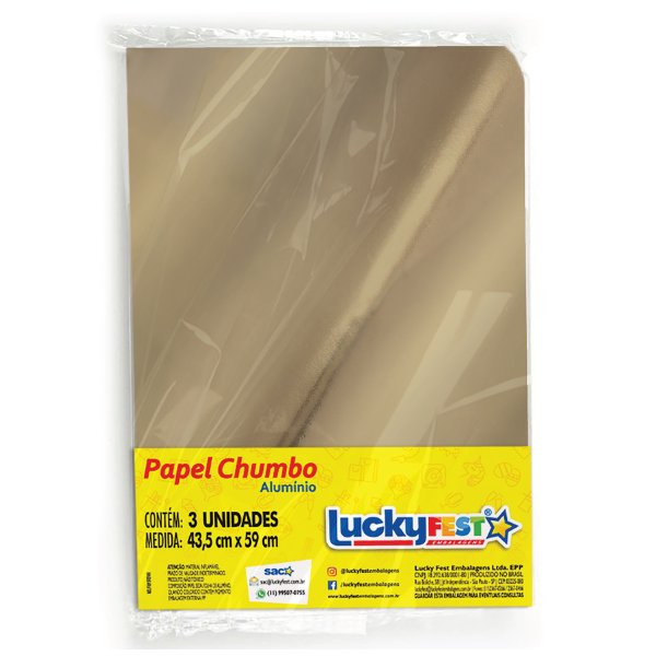 EMBALAGEM L OVO CHUMBO 43,5X59 OURO FOSCO COM 3