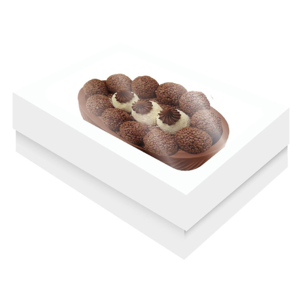 CAIXA OVO CHOCOLATE FESTCOLOR 3 OVOS LISA BRANCA MÉDIA COM 6