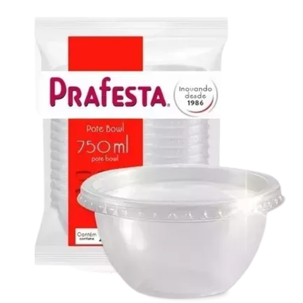 KIT POTE PRAFESTA BOWL COM TAMPA 750ML COM 20