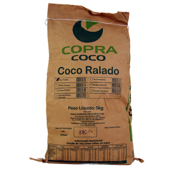 COCO COPRA RALADO FINO PADRÃO DESIDRATADO 5KGS