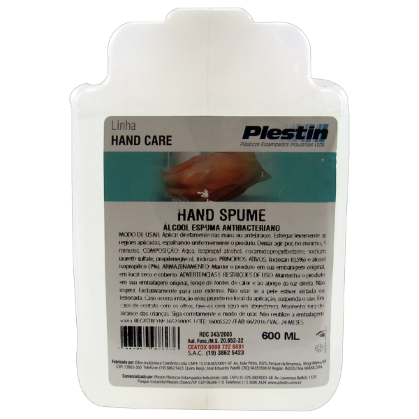 ÁLCOOL PLESTIN HAND GEL REFIL COM 600ML