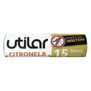 SACO DE LIXO UTILAR CITRONELA VERDE  15LTS ROLO COM 60