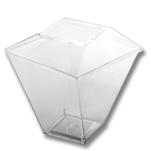 COPO ACRÍLICO PRAFESTA QUADRADO 100ML COM TAMPA COM 10