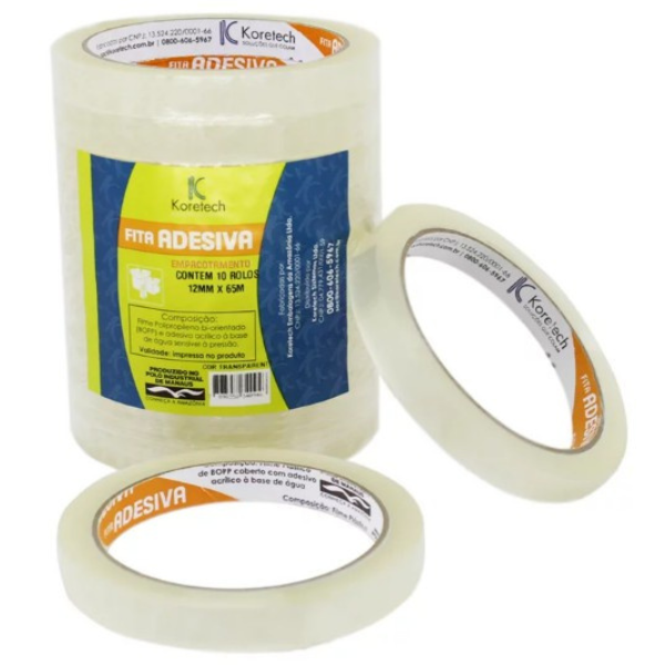 FITA ADESIVA KORETAPE TRANSPARENTE 12MMX65M COM 10