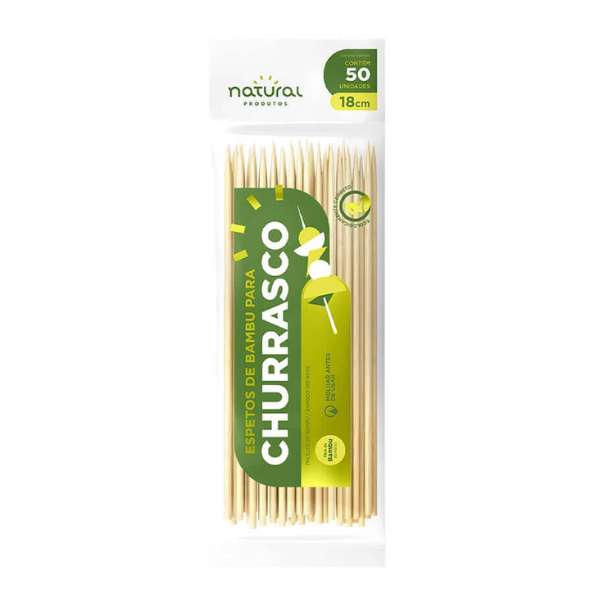 ESPETO NATURAL BAMBU 18CM COM 50