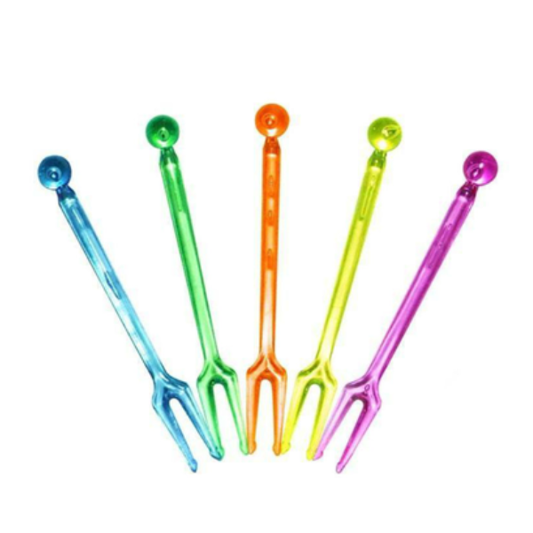 ESPETINHO ACRÍLICO PL PARA PETISCO COLORIDO COM 100