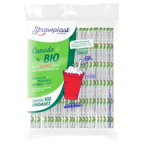 CANUDO STRAWPLAST BIO 8MM SHAKE SACHÊ PAPEL COM 100