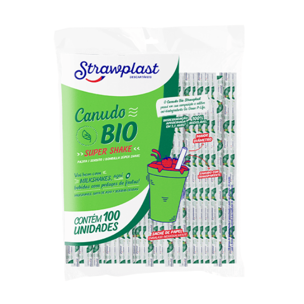 CANUDO STRAWPLAST BIO 10MM STRAWPLAST SUPER SHAKE SACHÊ PAPEL COM 100
