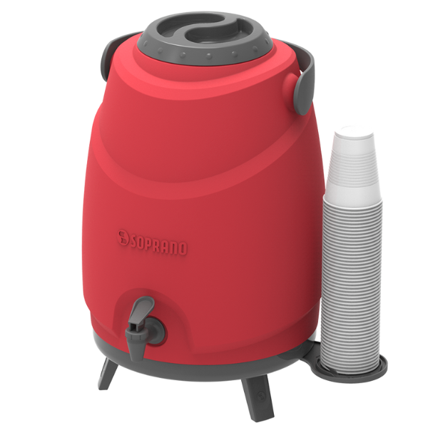 GARRAFA TÉRMICA SOPRANO COM TORNEIRA 12L VERMELHA