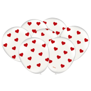 BALÃO FESTCOLOR CORAÇÃO VERMELHO /BRANCO COM 25
