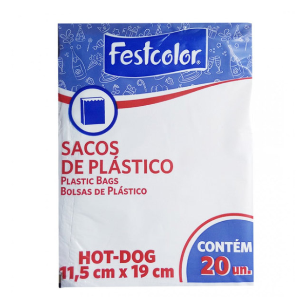 SACO PLÁSTICO DECORADO FESTCOLOR HOTDOG 11,5X19 COM 20