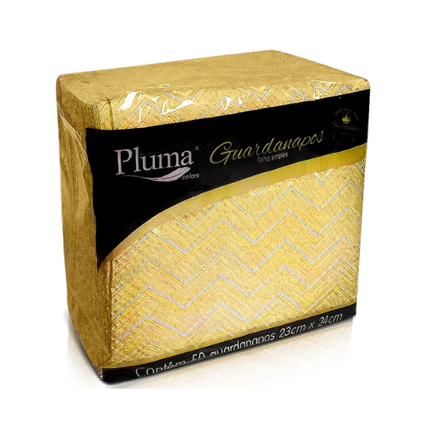 GUARDANAPO PLUMA LUXO 23X24 AMARELO COM 50