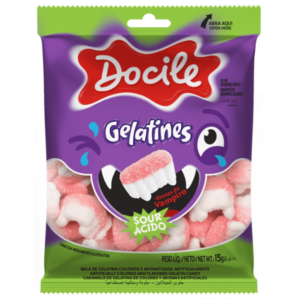 GELATINES DOCILE MINI DENTES VAMPIRO CITRICOS COM 15G