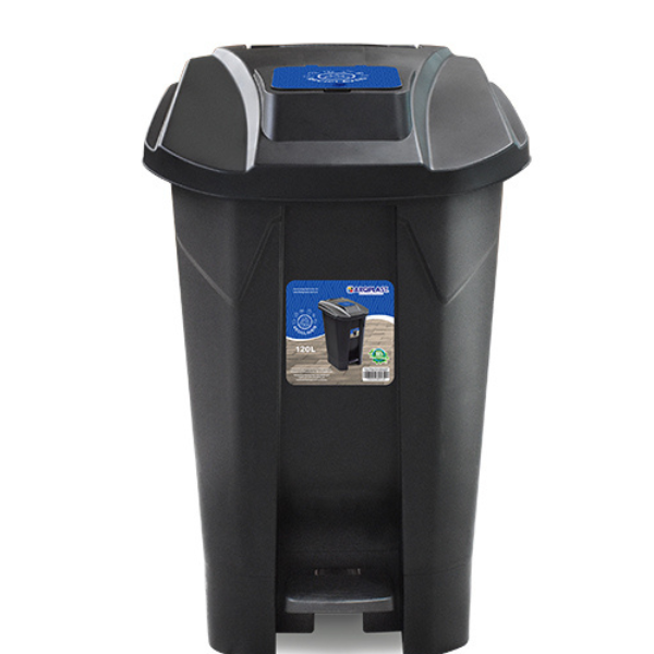 LIXEIRA PLÁSTICA ARQPLAST PEDAL 120L PRETA RECICLADO