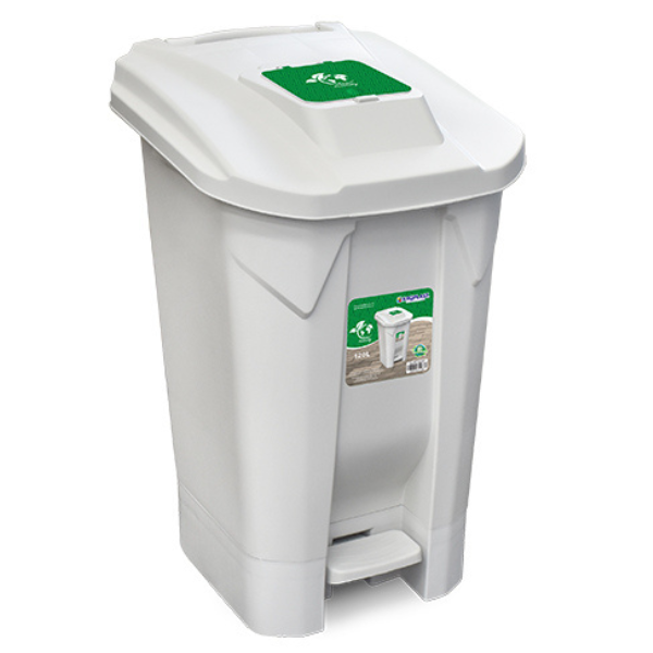 LIXEIRA PLÁSTICA ARQPLAST PEDAL 120L BRANCA