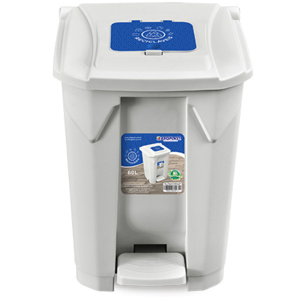 LIXEIRA PLÁSTICA ARQPLAST PEDAL 60L BRANCA ORGÂNICO