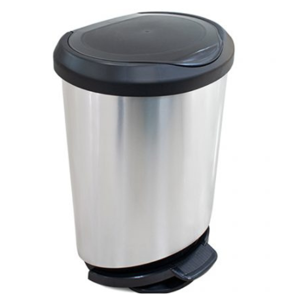 LIXEIRA PLÁSTICA ARQPLAST PEDAL 45L INOX