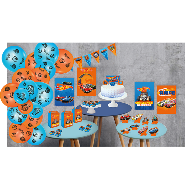 KIT BOLINHO FESTCOLOR HOT WHEELS COM 7 PEÇAS
