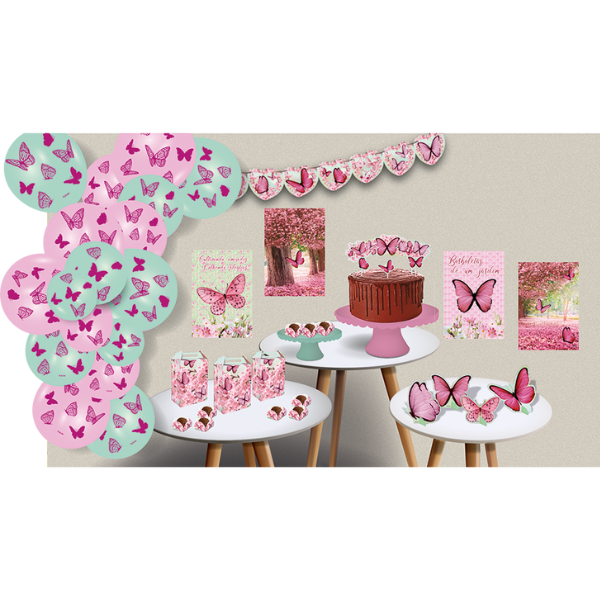 KIT BOLINHO FESTCOLOR JARDIM BORBOLETA COM 7 PEÇAS