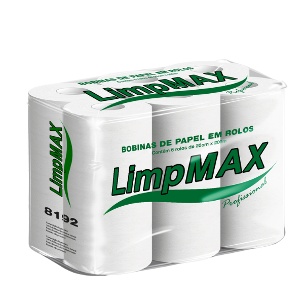 TOALHA PAPEL ROLO LIMPMAX PLUS 22G 200M COM 6