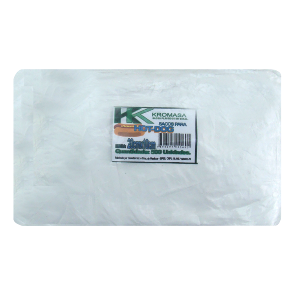 SACO PLÁSTICO ALTA DENSIDADE KROMASA BRANCO 20X10 HOTDOG COM 500