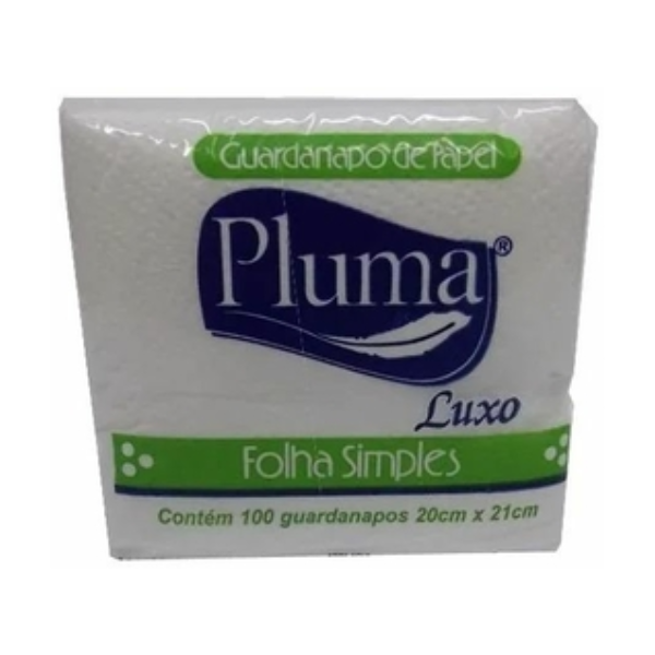 GUARDANAPO DE PAPEL PLUMA LUXO 20X21 BRANCO C/ 100