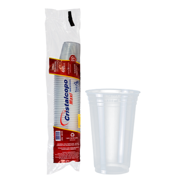 COPO PP CRISTALCOPO 440ML TRANSPARENTE LISO COM 50