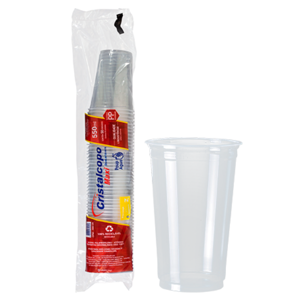 COPO PP CRISTALCOPO 550ML TRANSPARENTE LISO COM 50