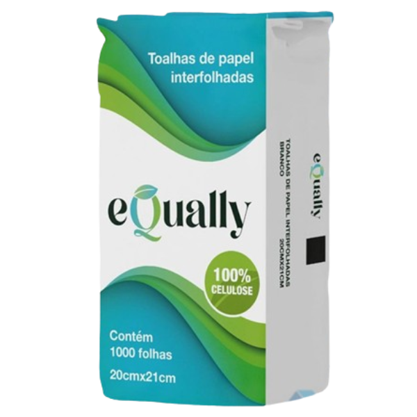 PAPEL TOALHA INTERFOLHADO 100% CELULOSE 20CM X 21CM EQUALLY C/1000