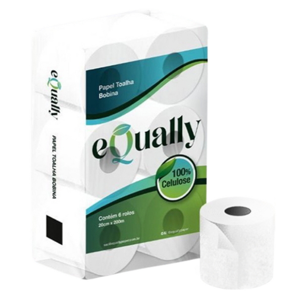 PAPEL TOALHA 100% CELULOSE 20X200 EQUALLY C/6