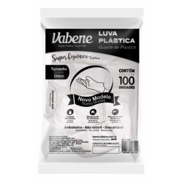 LUVA DESCARTÁVEL VABENE COM 100